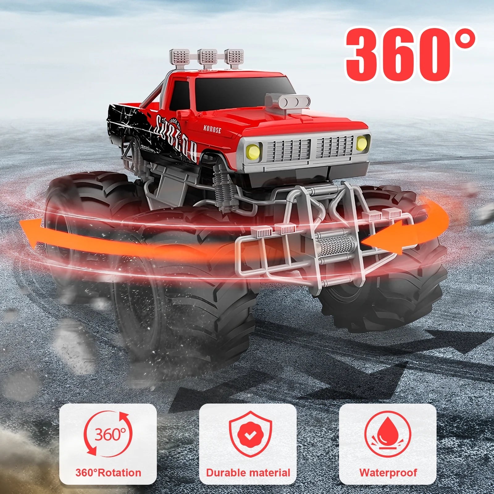 1:16 Remote Control Car, RC Monster Truck Toys, RC Car for Kids, Kids RC Vehicle for Boys & Two Battery