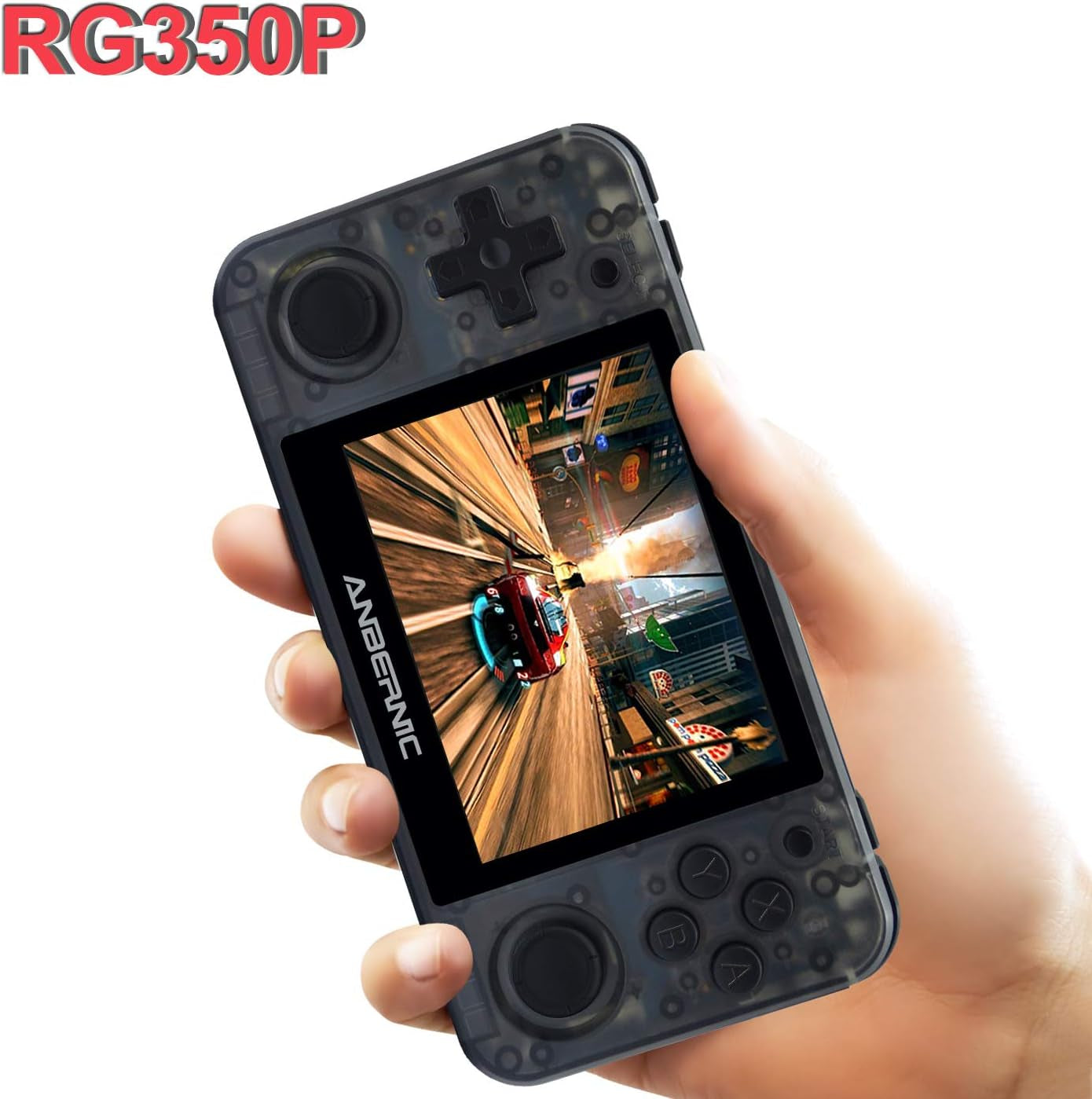 RG350P Handheld Game Console,Plug & Play Video Games with 32G TF Card 2500 Classic Games, Portable Game Console 3.5 Inch HD Screen Supports HDMI Output, Black Transparent