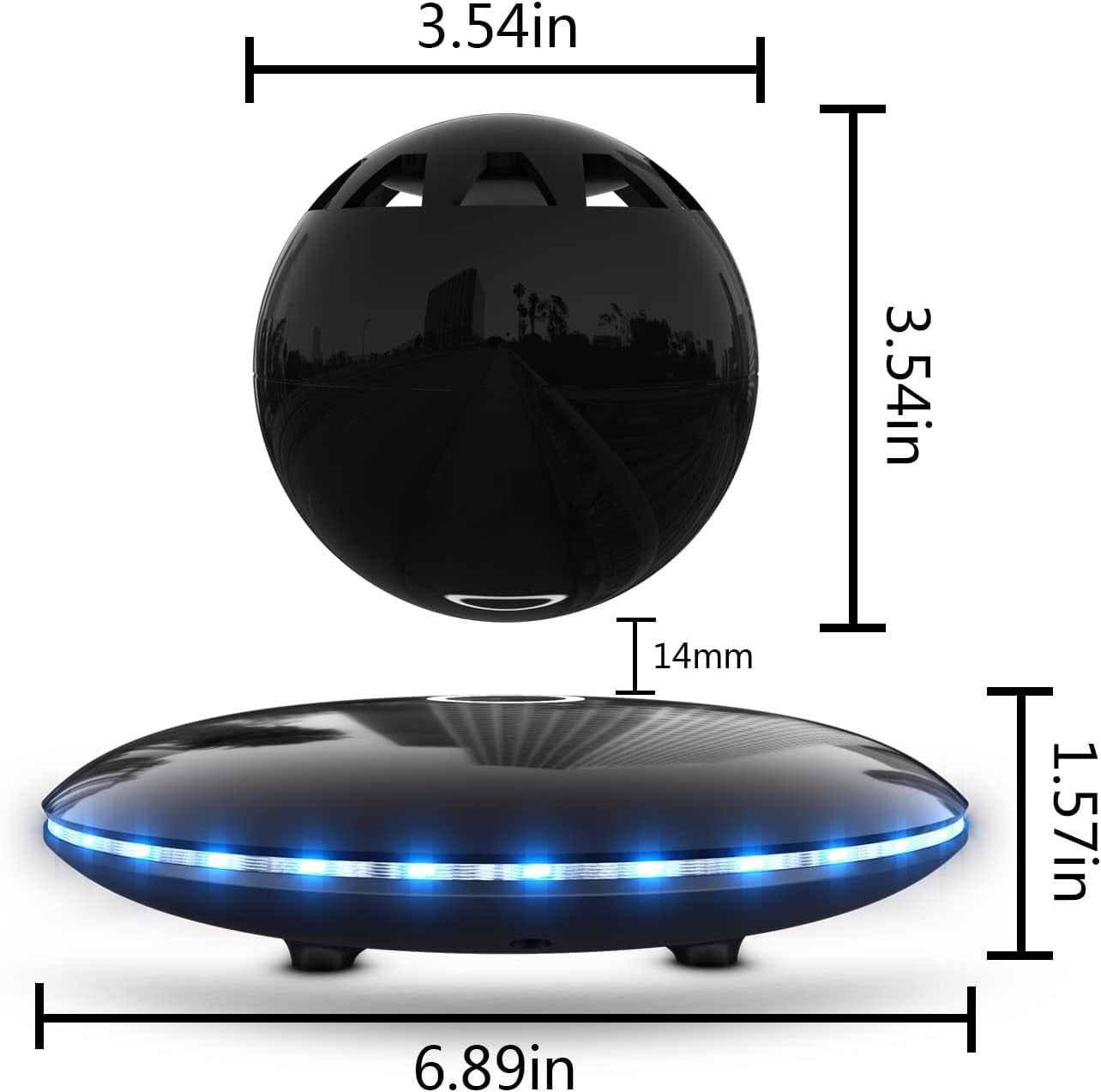 【2021 Newest】 Levitating Bluetooth Speaker Magnetic Wireless Floating Speakers with 8W Louder Stereo Sound,360 Degree Rotation,For Home Outdoors Cool Tech Gadgets Birthday Unique Gifts(Black)