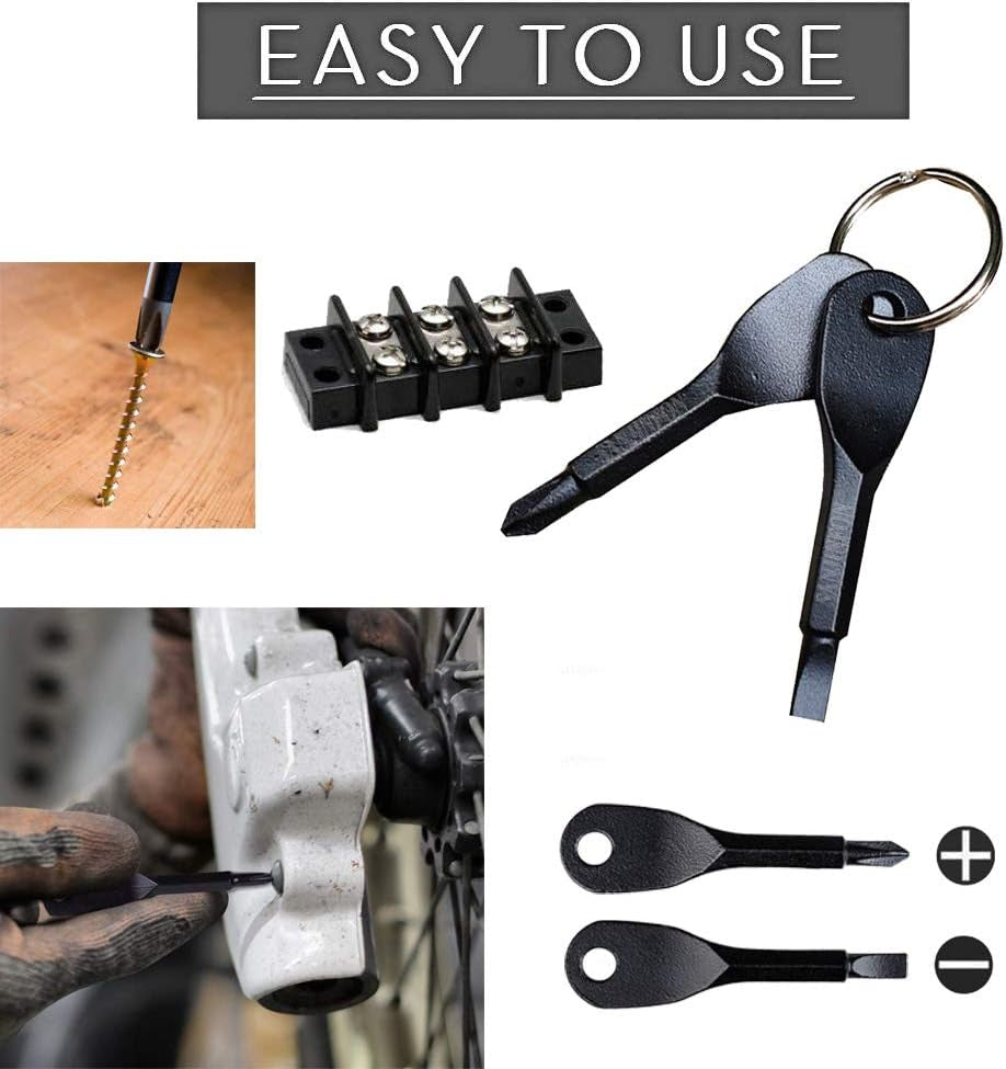 Pocket Screwdriver Set: Flat Head & Small Phillips Head, 2Pcs Black & 2Pcs Silver, EDC Keychain Tool, Best Men'S Gift 2023