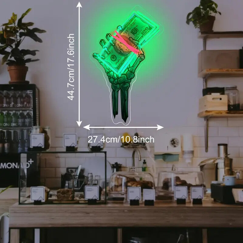 Hand Grabbing Money UV Printing LED Neon Sign, Wall Art Decoration