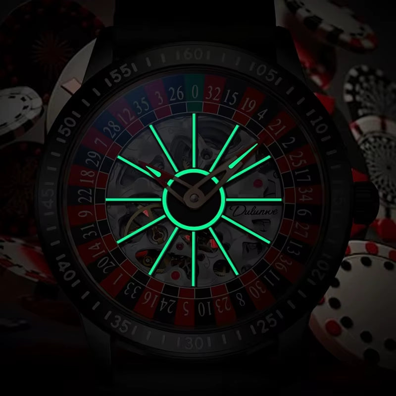 Gambling Plate Dial Luxury Brand Waterproof Mechanical Watches for Mens Fashion Automatic Skeleton Wristwatch Reloj Hombre