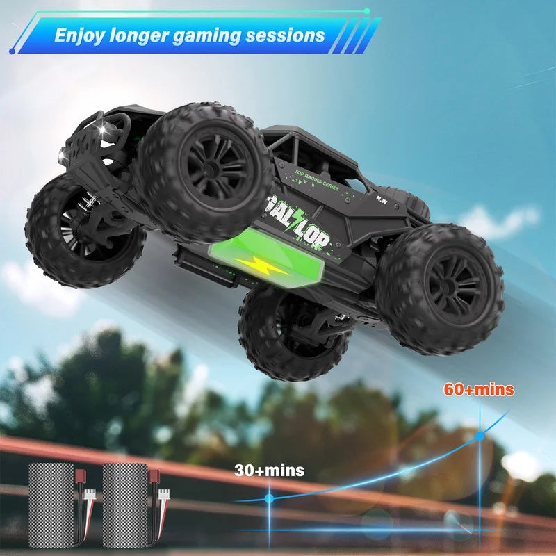 1:16 Scale Fast Large RC Car,40+Km/H All Terrain High Speed Remote Control Car, 4X4 RC Monster Truck with 60 Min Runtime,2 Batteries,Gifts Toys for Kids & Adults,Black