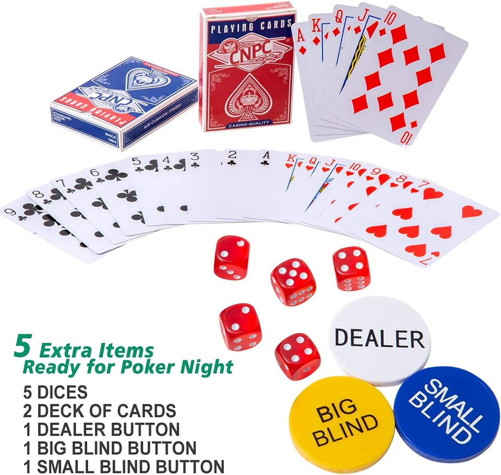 Poker Chips Set, 200&300PCS Poker Chips, Poker Set with Alumium Travel Case, 11.5 Gram Casino Chips for Texas Holdem Blackjack Gambling (Simple Packed 200PCS)