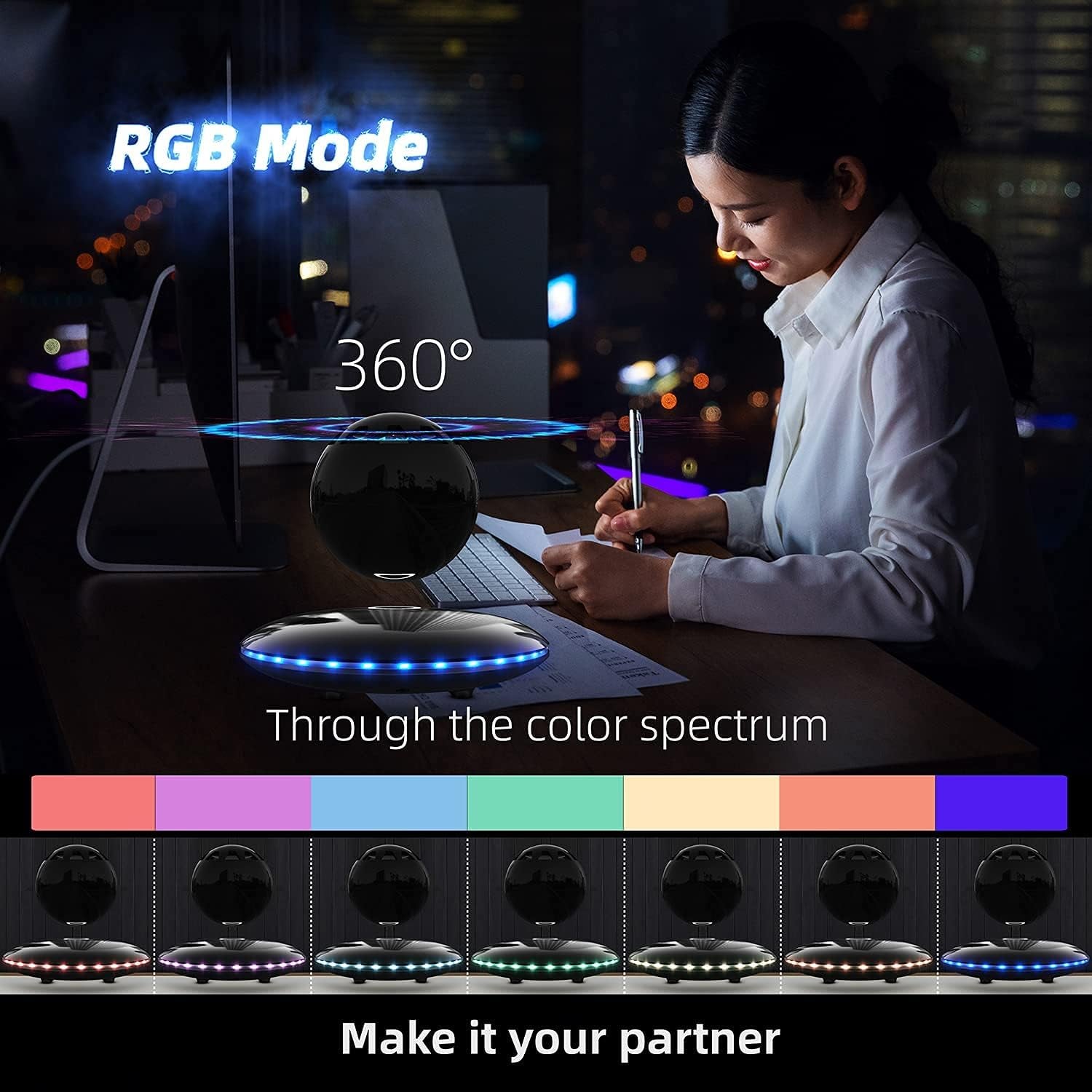 【2021 Newest】 Levitating Bluetooth Speaker Magnetic Wireless Floating Speakers with 8W Louder Stereo Sound,360 Degree Rotation,For Home Outdoors Cool Tech Gadgets Birthday Unique Gifts(Black)