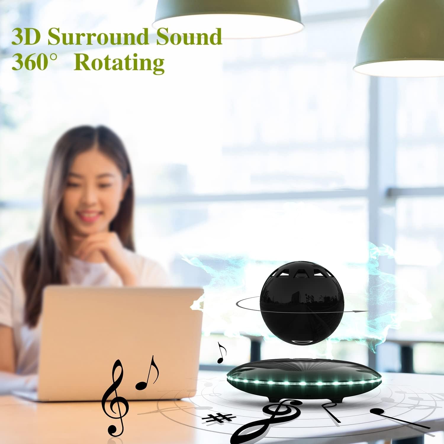 【2021 Newest】 Levitating Bluetooth Speaker Magnetic Wireless Floating Speakers with 8W Louder Stereo Sound,360 Degree Rotation,For Home Outdoors Cool Tech Gadgets Birthday Unique Gifts(Black)
