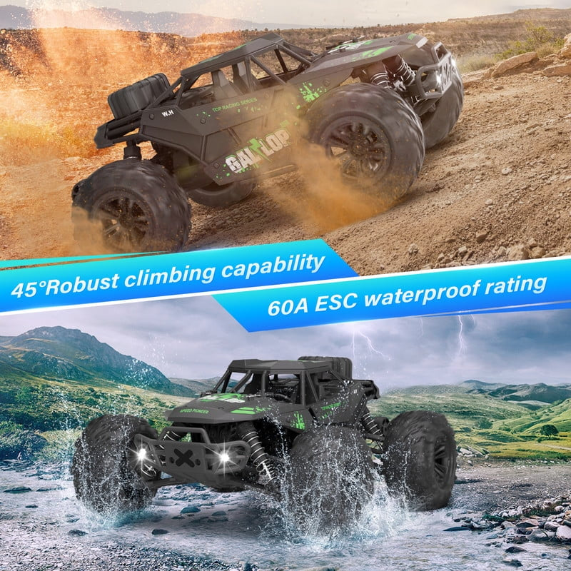 1:16 Scale Fast Large RC Car,40+Km/H All Terrain High Speed Remote Control Car, 4X4 RC Monster Truck with 60 Min Runtime,2 Batteries,Gifts Toys for Kids & Adults,Black