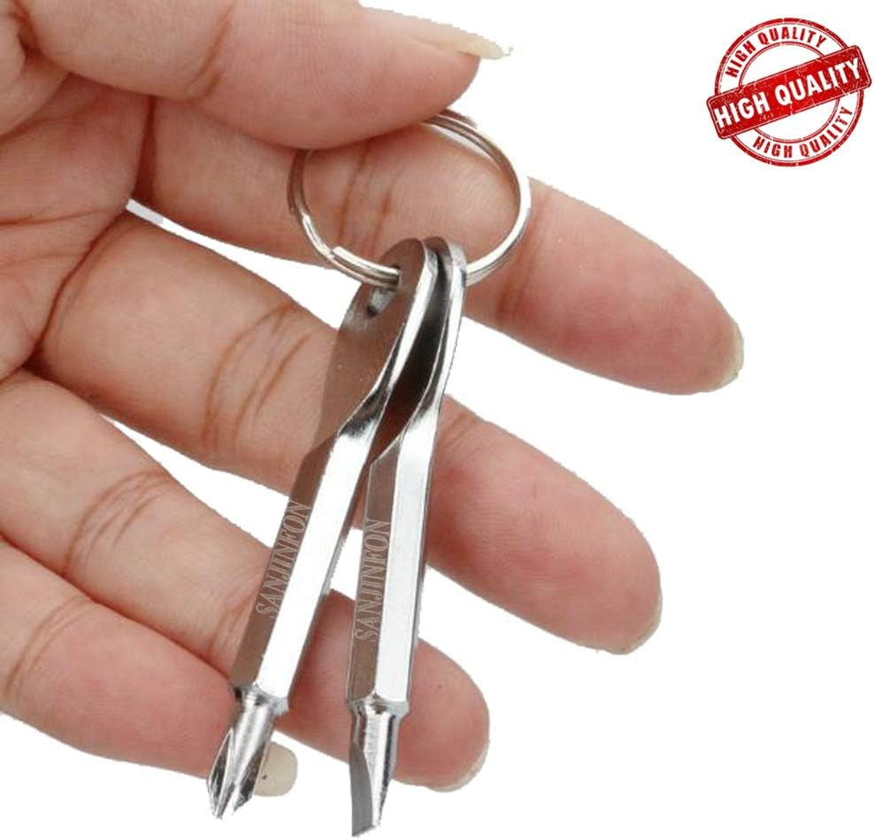 Pocket Screwdriver Set: Flat Head & Small Phillips Head, 2Pcs Black & 2Pcs Silver, EDC Keychain Tool, Best Men'S Gift 2023