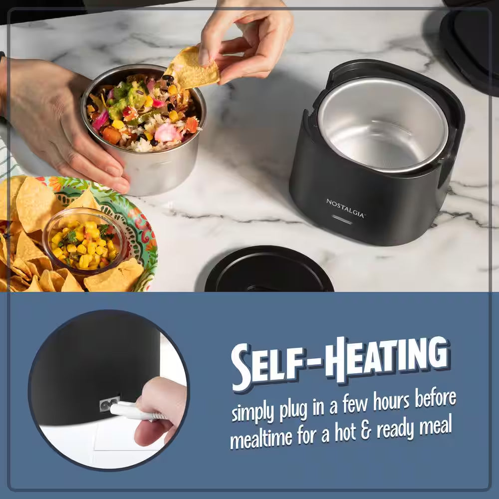 Black 20 Oz Portable Heated Lunch Box