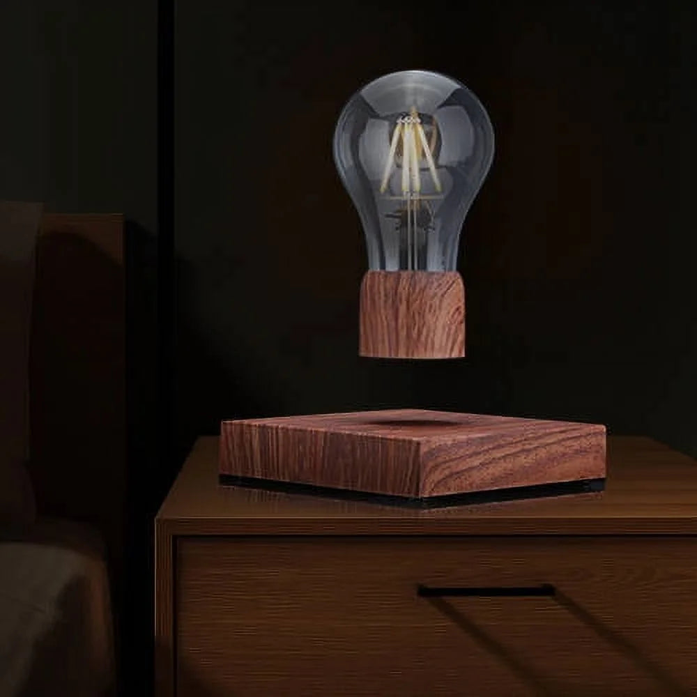 Levitating Table Lamp with Wireless Floating Light Bulb, Magnetic Levitation LED Night Light ,360 Degree Automatic Rotating , Cool Room Home Office Desk Decor