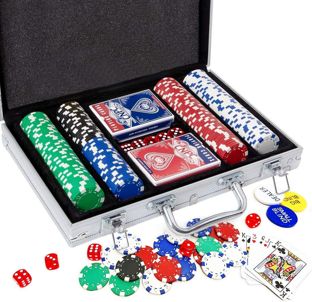 Poker Chips Set, 200&300PCS Poker Chips, Poker Set with Alumium Travel Case, 11.5 Gram Casino Chips for Texas Holdem Blackjack Gambling (Simple Packed 200PCS)