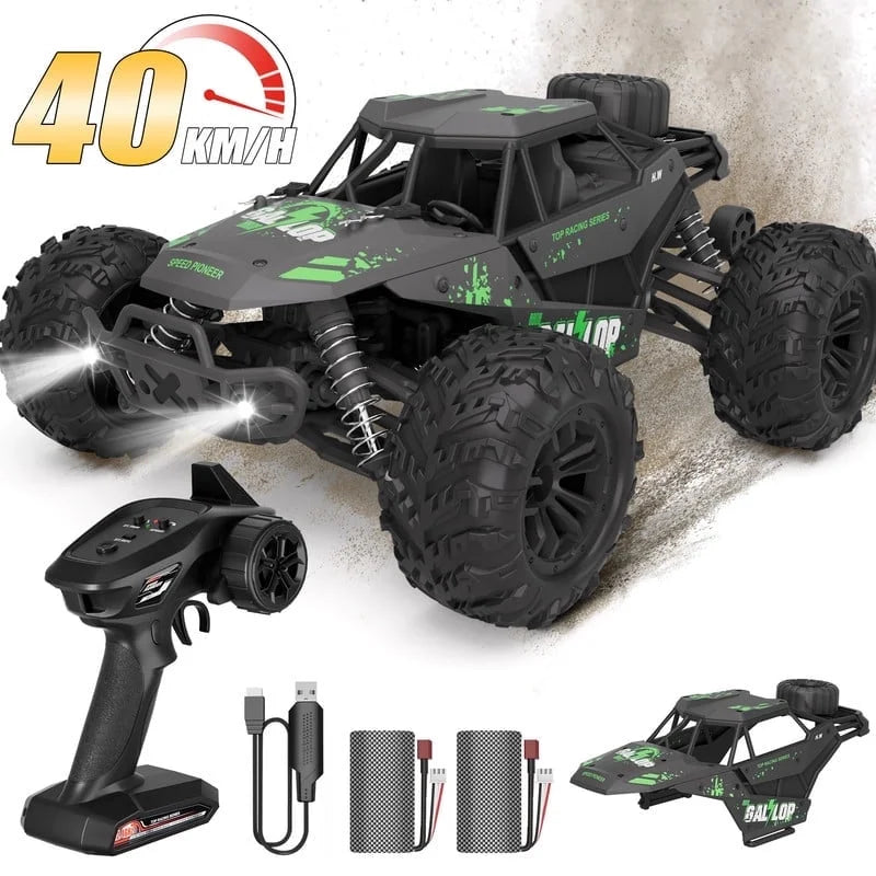 1:16 Scale Fast Large RC Car,40+Km/H All Terrain High Speed Remote Control Car, 4X4 RC Monster Truck with 60 Min Runtime,2 Batteries,Gifts Toys for Kids & Adults,Black