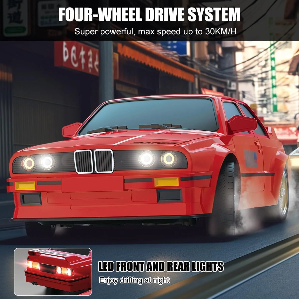 RC Sports Car, 1:16 Scale Retro M3 RC Car Model Toy, High-Speed Drift 4X4 Sedan Racing, Suitable for 9+ Ages