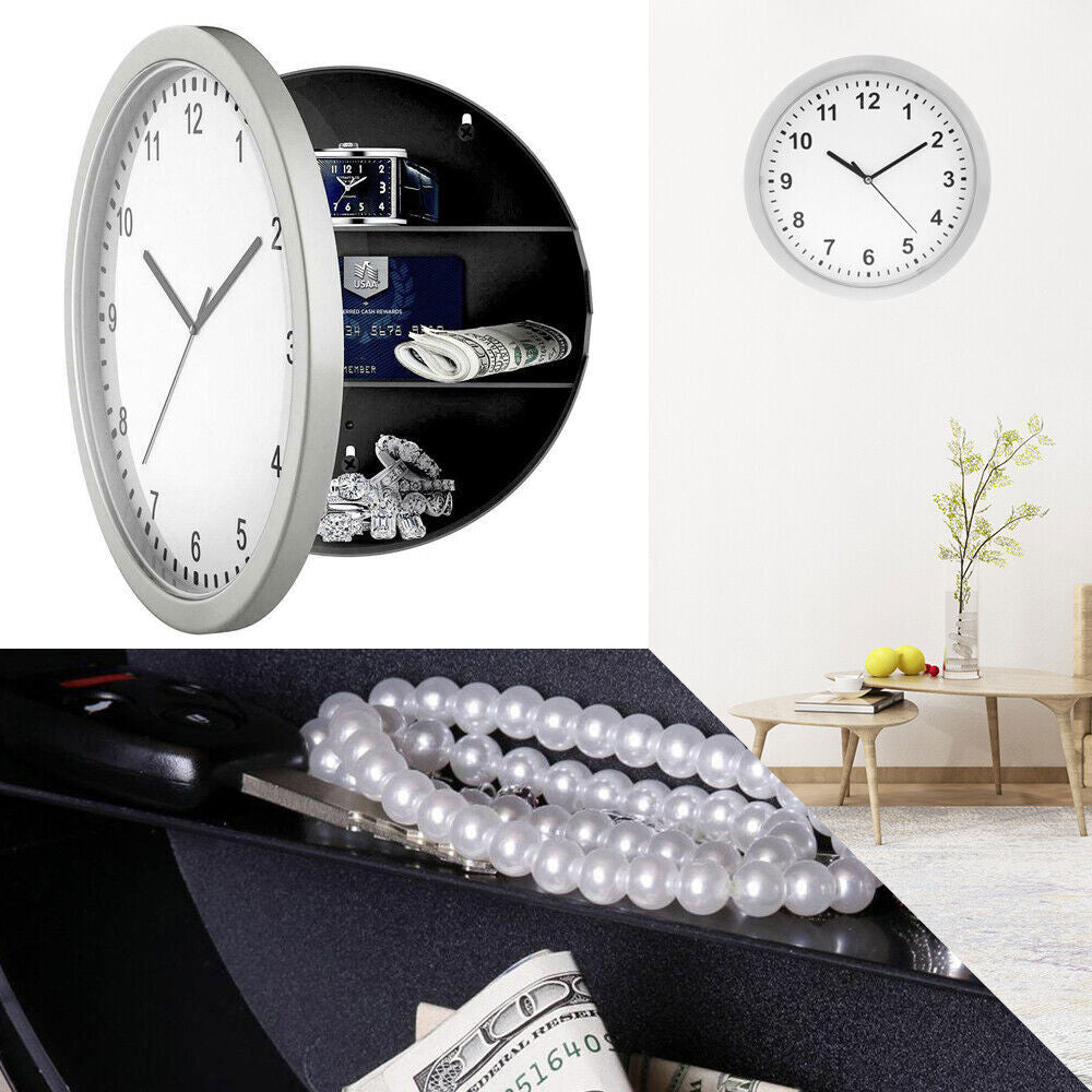 Wall Clock Money Safe Box Hidden Secret Jewelry Security Cash Compartment Stash