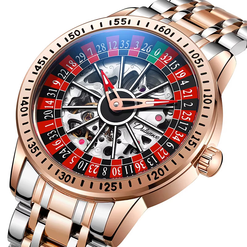 Gambling Plate Dial Luxury Brand Waterproof Mechanical Watches for Mens Fashion Automatic Skeleton Wristwatch Reloj Hombre