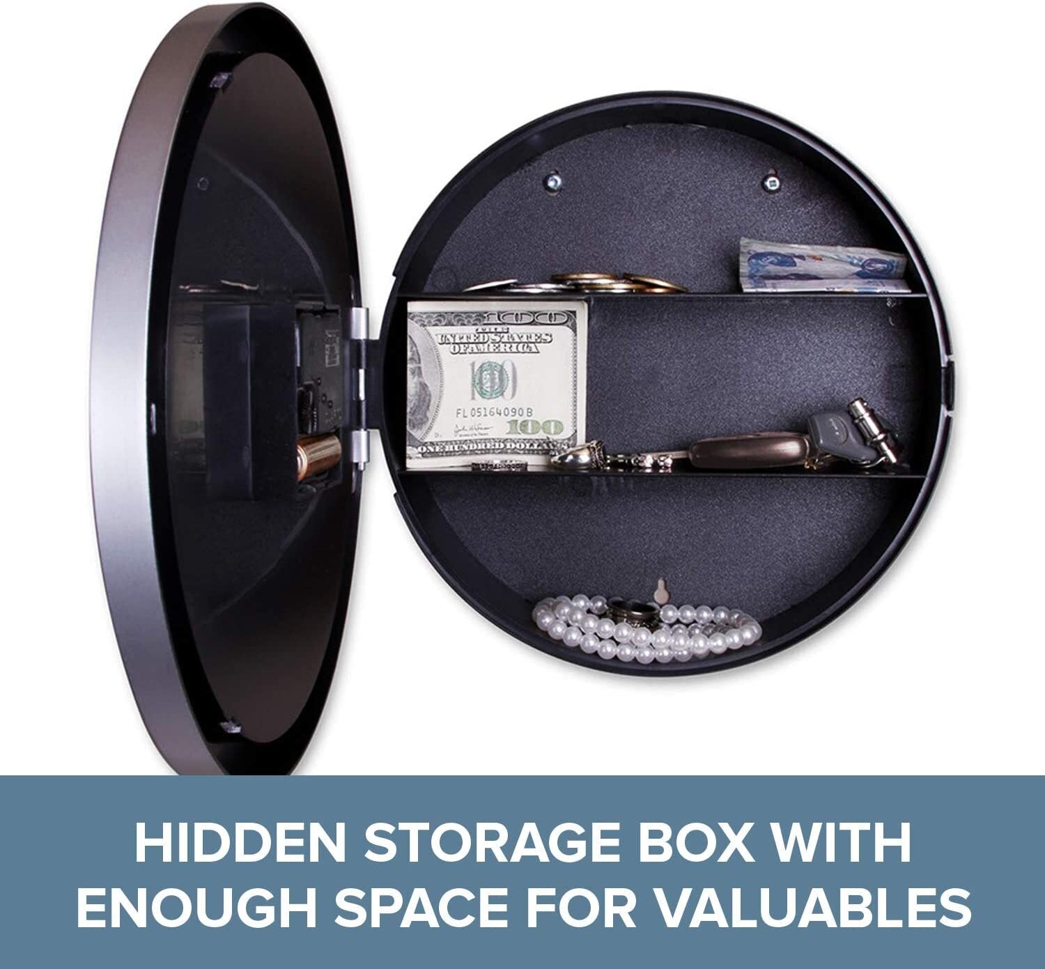 Wall Clock Money Safe Box Hidden Secret Jewelry Security Cash Compartment Stash