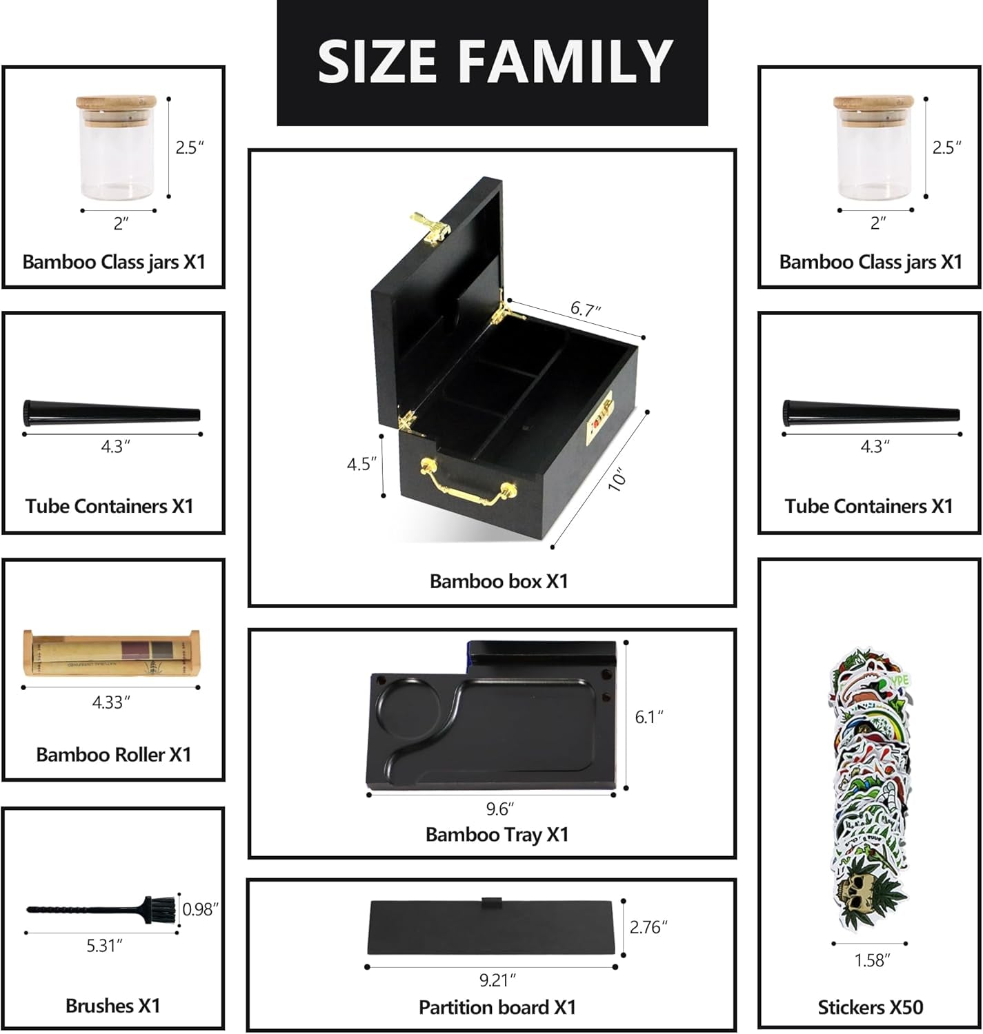 Bamboo Stash Boxes with Combination Lock, Upgraded with Metal Carrying Handle Ho