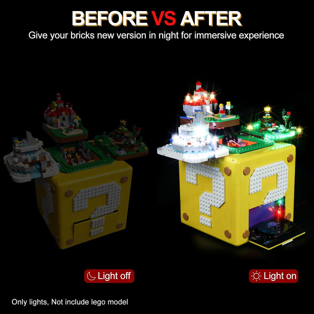 Light Kit for Lego Super Mario 64 Question Mark Block 71395 Building Set, Remote Control Version Lighting Kit Compatible with Lego 71395 (Just Light Kit,No Legos Model and Bricks)