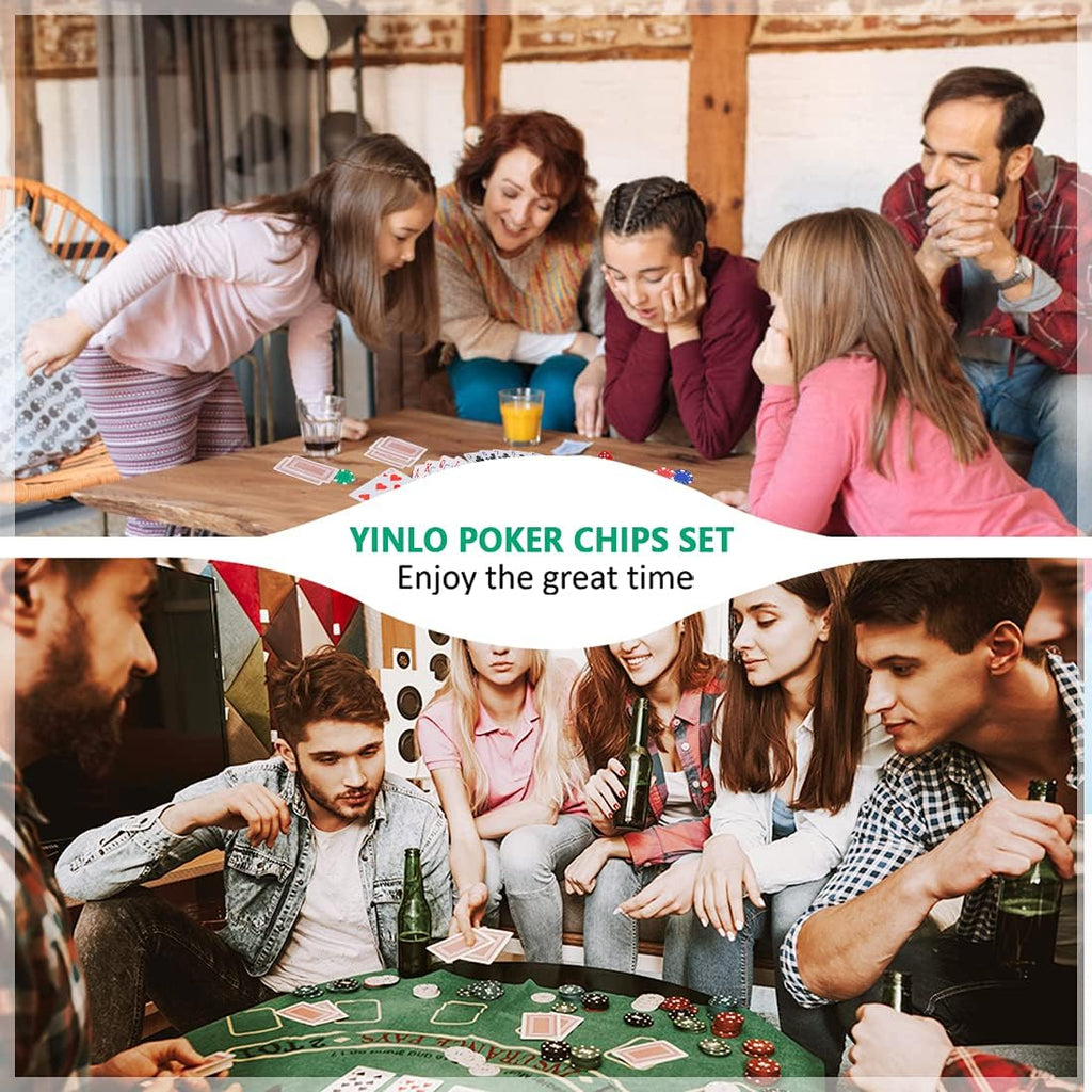 Poker Chips Set, 200&300PCS Poker Chips, Poker Set with Alumium Travel Case, 11.5 Gram Casino Chips for Texas Holdem Blackjack Gambling (Simple Packed 200PCS)