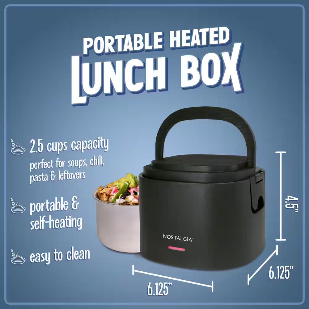 Black 20 Oz Portable Heated Lunch Box