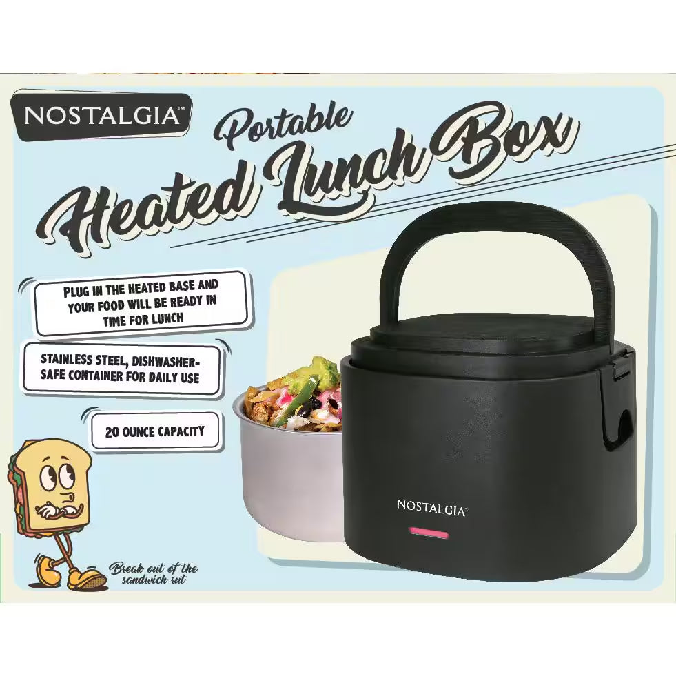 Black 20 Oz Portable Heated Lunch Box