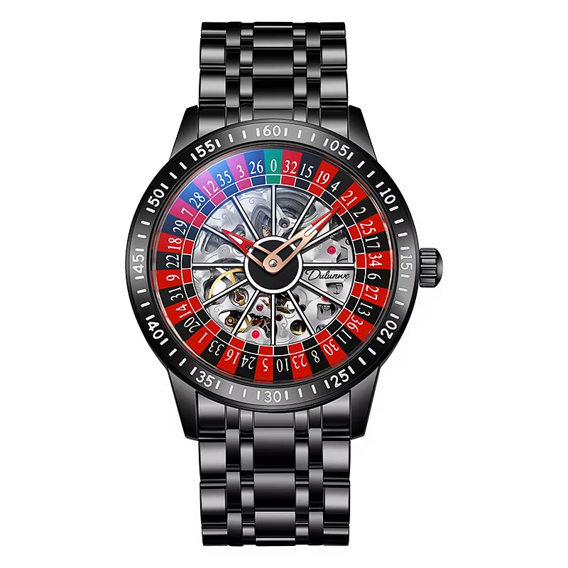Gambling Plate Dial Luxury Brand Waterproof Mechanical Watches for Mens Fashion Automatic Skeleton Wristwatch Reloj Hombre