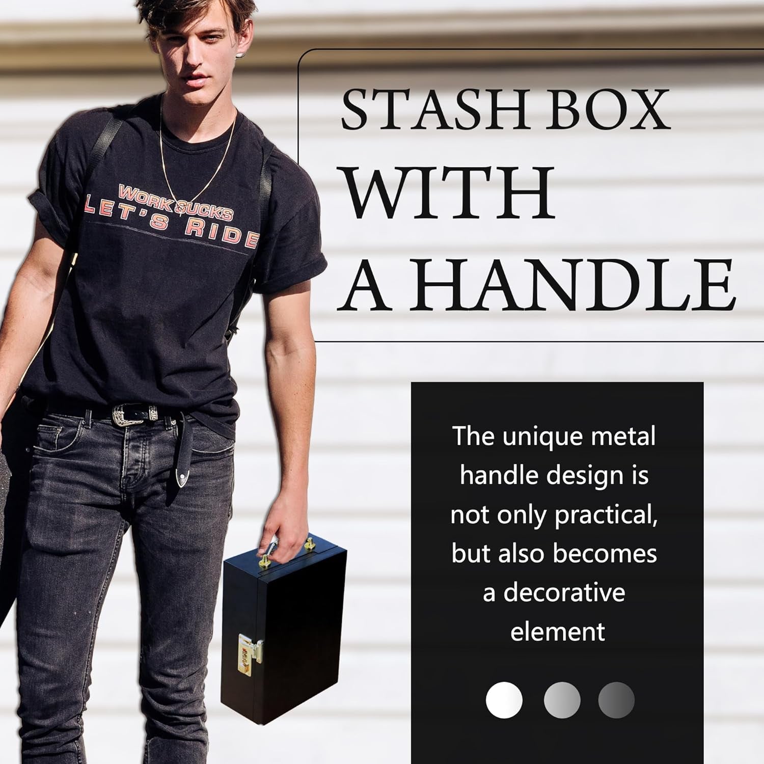 Bamboo Stash Boxes with Combination Lock, Upgraded with Metal Carrying Handle Ho