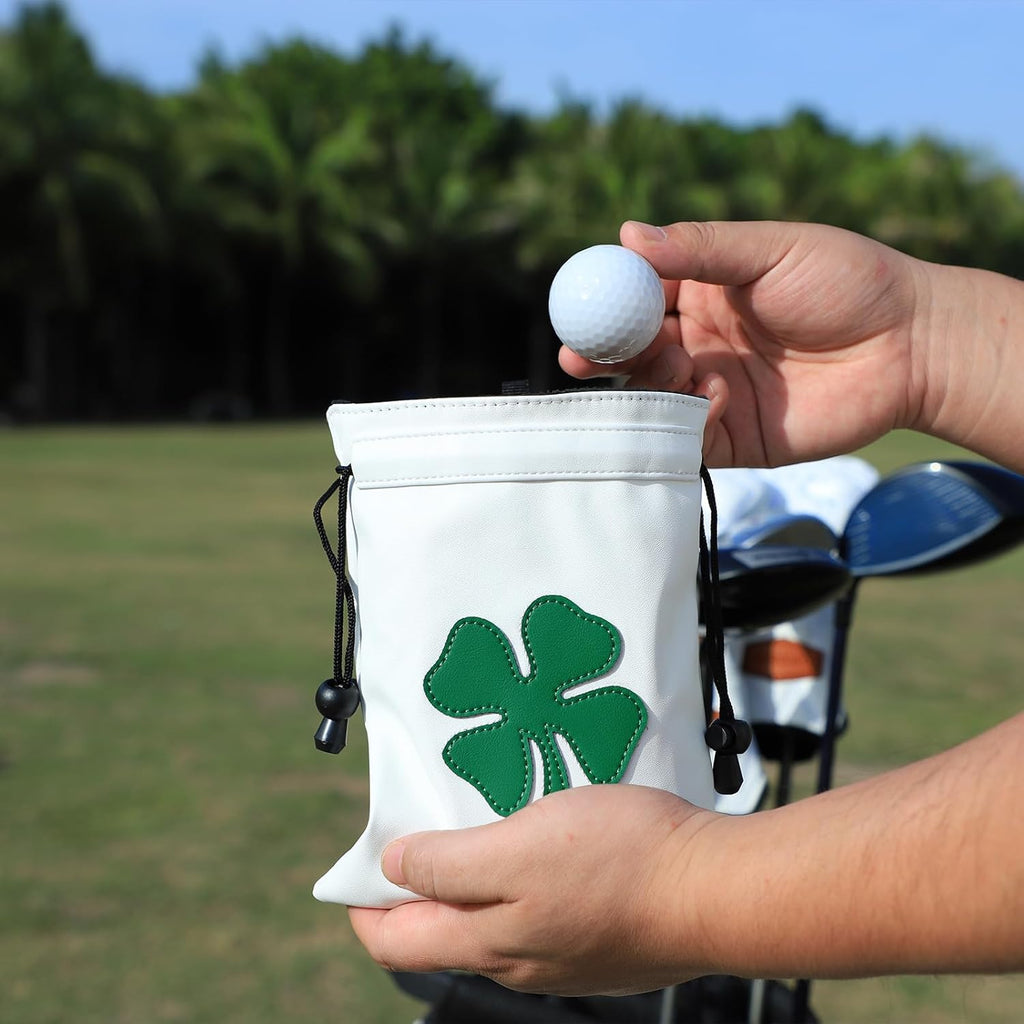 Golf Valuables Pouch,Golf Bag Pouch with Drawstrings Leather Tee Pouchs Bag for Men Women