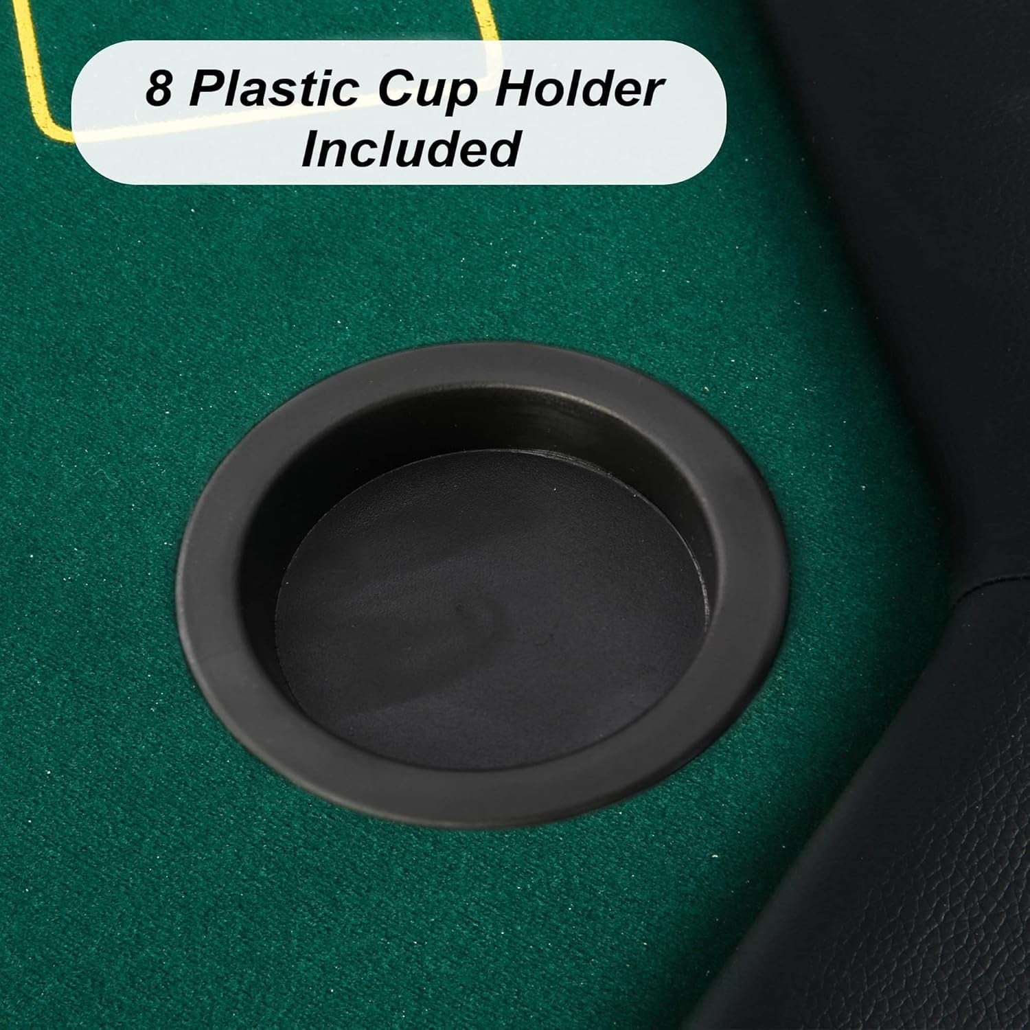 Foldable Poker Table, Octagon Card Table W/Cup Holder, Casino Leisure Table Top Texas Hold 'Em Poker Table Folding for Blackjack Board Game, Green Speed Felt