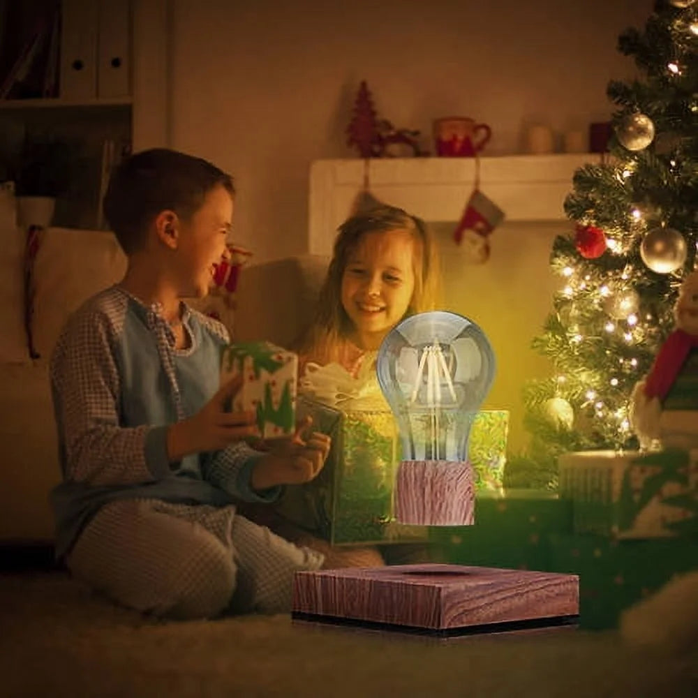 Levitating Table Lamp with Wireless Floating Light Bulb, Magnetic Levitation LED Night Light ,360 Degree Automatic Rotating , Cool Room Home Office Desk Decor