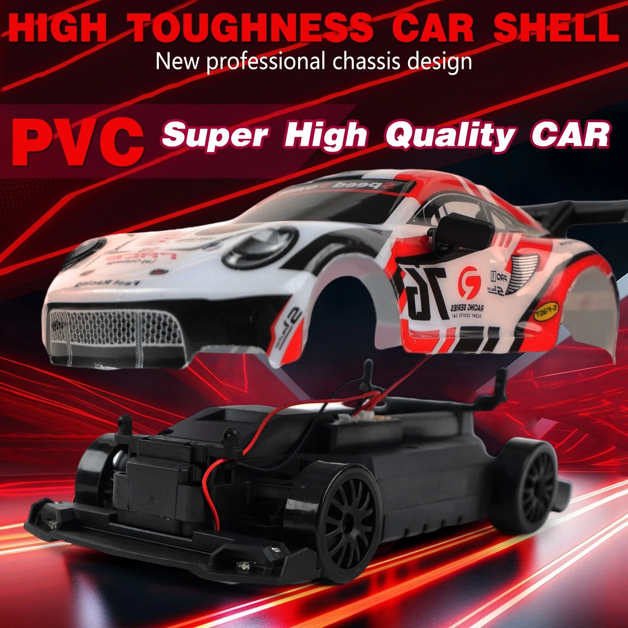 RC Drift Car 1/24 2.4Ghz 4WD High Speed Remote Control Cars Vehicle with LED Lights, 30KM/H RC Race Car Toys for Boys Kids Adults