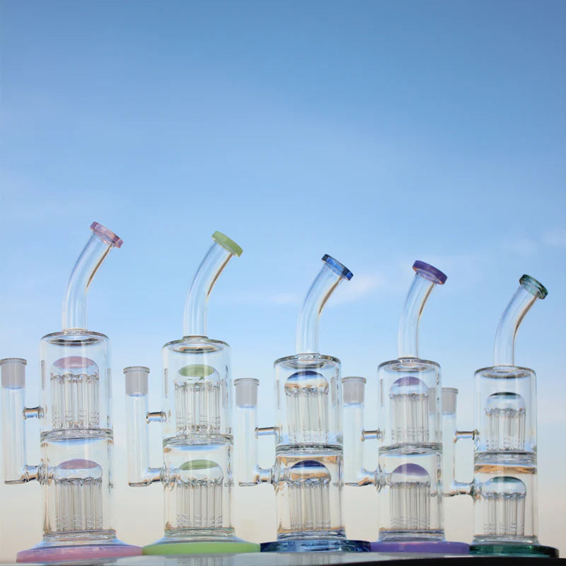 10.6" Glass Straight Water Pipe W/ Dual Arm Percolators