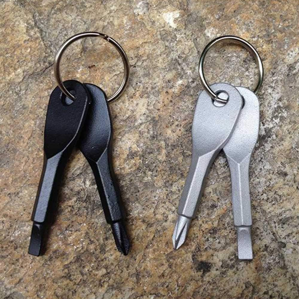 Pocket Screwdriver Set: Flat Head & Small Phillips Head, 2Pcs Black & 2Pcs Silver, EDC Keychain Tool, Best Men'S Gift 2023